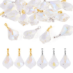 20Pcs 2 Colors AB Color Plated Electroplate Glass Pendants&nbsp;PALLOY-TA00331
