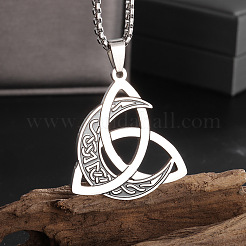 Viking Triskelion Knot Moon 201 Stainless Steel Pendant Necklaces for Men&nbsp;FS-WG9ED82-01