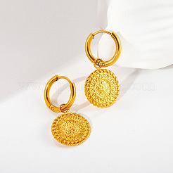 Flat Round 304 Stainless Steel Hoop Earrings&nbsp;FS-WG3F4ED-02