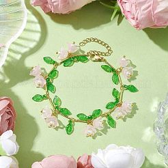 Flower Glass & Acrylic Charm Bracelets&nbsp;BJEW-JB10443-04