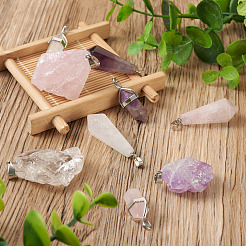 9Pcs 9 Styles Natural Gemstone Pendants&nbsp;G-PJ0001-02