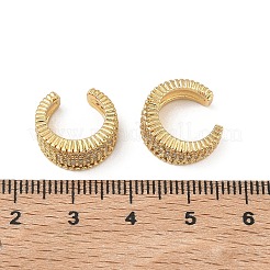 C-Shaped Brass Micro Pave Clear Cubic Zirconia Cuff Earrings&nbsp;EJEW-L316-01G-07