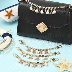 4Pcs 4 Styles Alloy Rhinestone with Acrylic Pearl Bead Charm Cable Chain Bag Decorative Chains&nbsp;HJEW-FS00060-03