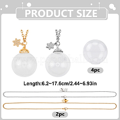 4Pcs 2 Colors Clear Round Glass Bottle Pet Fur Keepsake Pendant 304 Stainless Steel Chain Necklaces&nbsp;NJEW-DR00033