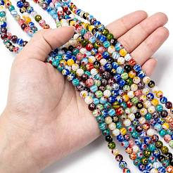 Round Handmade Millefiori Glass Beads Strands&nbsp;LK-R004-81