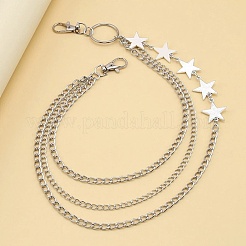 Alloy Star 3 Layered Chain Belts for Pants&nbsp;AJEW-WH20070-010A