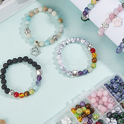 DIY Natural & Synthetic Gemstone Round Beads Bracelets Making Kits&nbsp;DIY-SC0030-80