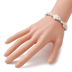 Adjustable Synthetic Turquoise & Natural Howlite Braided Bead Bracelets for Womem&nbsp;BJEW-JB13654