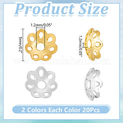 40Pcs 2 Colors 925 Sterling Silver Bead Caps&nbsp;STER-AR0001-27