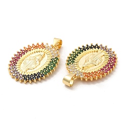 Rack Plating Brass Micro Pave Cubic Zirconia Pendants&nbsp;KK-F851-04G