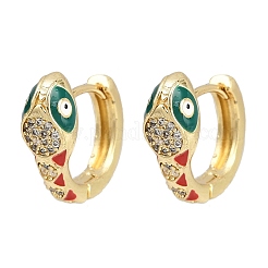 Brass Micro Pave Cubic Zirconia Hoop Earrings&nbsp;EJEW-B146-02G-05