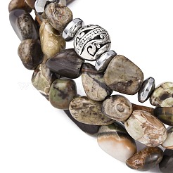 Alloy & Natural Wealth Stone Nuggets Beaded Stretch Bracelets for Men Women&nbsp;BJEW-JB12568