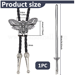 Alloy Moth Skull Black PU Leather Cord Bolo Tie Lariat Necklaces for Women Men&nbsp;NJEW-WH0031-08AS