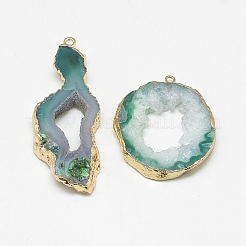 Natural Druzy Agate Slices Pendants&nbsp;G-Q494-65H-G