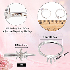 1Pc 925 Sterling Silver Adjustable Ring Findings&nbsp;STER-BBC0006-01