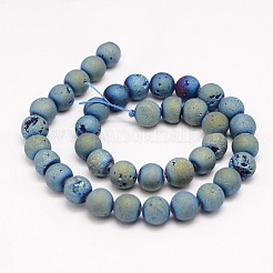 Round Electroplate Natural Quartz Crystal Bead Strands&nbsp;G-L447-13E