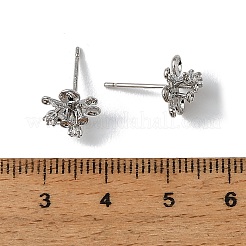 Brass Cubic Zirconia Stud Earring Settings&nbsp;CU-CBA53F6-01P