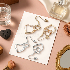 4 Pairs 2 Colors Iron Hollow Heart Dangle Earrings&nbsp;EJEW-HY0001-43