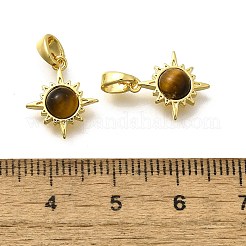 Natural Tiger Eye Sun Charms&nbsp;KK-K398-21G