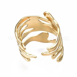 304 Stainless Steel Wave Open Cuff Ring&nbsp;RJEW-T023-31G