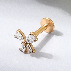 F136 Titanium Pave Clear Cubic Zirconia Bowknot Internally Threaded Labrets&nbsp;ME-CBA9828-05G