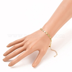 Brass Enamel Flower Link Chain Bracelets&nbsp;BJEW-JB05591