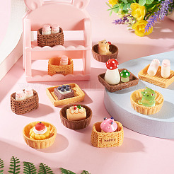 24Pcs 6 Styles Rattan Basket Opaque Resin Display Decorations&nbsp;DJEW-TA0001-45
