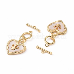 Brass with Shell Toggle Clasps&nbsp;KK-E068-VC165