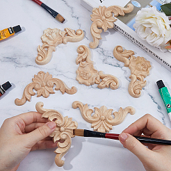 8Pcs 2 Styles Carved Wooden Corner Decoration&nbsp;WOOD-FH0002-28