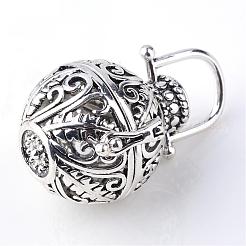 Rack Plating Brass Cage Pendants&nbsp;KK-S751-015AS