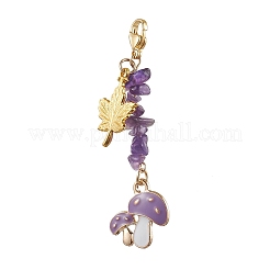 Autumn Mushroom Handmade Lampwork & Alloy Maple Leaf Pendant Decorations&nbsp;HJEW-JM02608