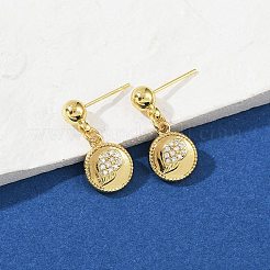 Flat Round with Star & Wing & Snake Brass Micro Pave Cubic Zirconia Dangle Stud Earrings&nbsp;EJEW-Z115-01G