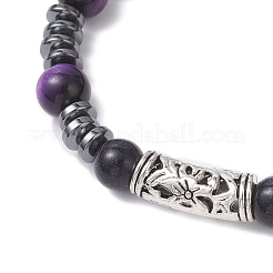 Synthetic Blue Goldstone & Natural Tiger Eye & Non-Magnetic Synthetic Hematite  Beads Stretch Bracelets for Women&nbsp;BJEW-JB12620