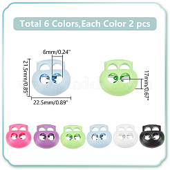 12Pcs 6 Colors Plastic & Iron Cord Locks&nbsp;FIND-WR0011-33