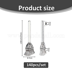 140Pcs Tibetan Style Zinc Alloy Broom Pendants&nbsp;TIBEP-FH0001-28