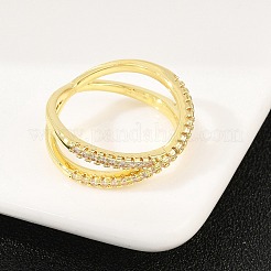 Brass Micro Pave Cubic Zirconia Finger Rings&nbsp;RJEW-D340-01G-02