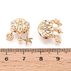 Brass Micro Pave Cubic Zirconia Beads&nbsp;KK-N275-11G