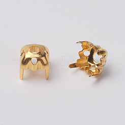 Square Brass Sew on Prong Settings&nbsp;X-KK-O084-05G-6x6mm