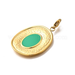 Oval 304 Stainless Steel Enamel Pendant Decorations&nbsp;STAS-R159-47G-02