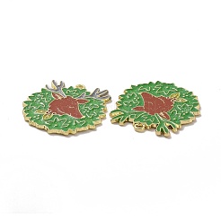 Christmas Theme Rack Plating Alloy Enamel Pendants&nbsp;PALLOY-O109-18LG
