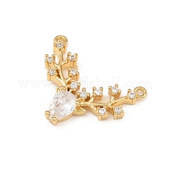 Brass Micro Pave Cubic Zirconia Pendants&nbsp;KK-F919-29G-02