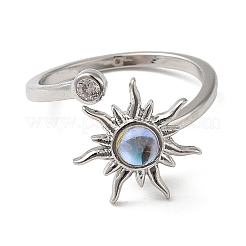 Rotatable Cat Eye Open Ring with Cubic Zirconia&nbsp;RJEW-Q776-01G-03