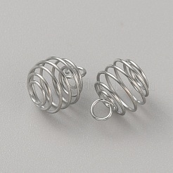 Stainless Steel Spiral Bead Cage Pendants&nbsp;STAS-WH0016-57P