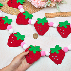 Polyester & Felt Strawberry Flags Hanging Banners&nbsp;DIY-WH20062-92