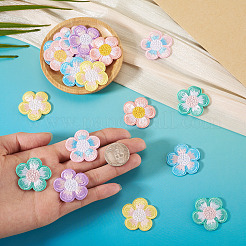 24Pcs 4Bags Flower Polyester Embroidery Paillette Cloth Iron on/Sew on Patches&nbsp;PATC-TA0001-50