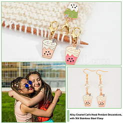 12Pcs Alloy Enamel Milk Tea Cup Pendant Decorations&nbsp;HJEW-PH01566