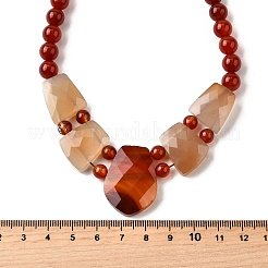 Natural Red Agate Faceted Bib Graduated Beaded Necklaces for Women&nbsp;NJEW-B128-01I