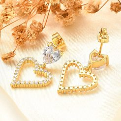 Rack Plating Brass Micro Pave Clear Cubic Zirconia Stud Earrings for Women&nbsp;EJEW-C125-02G