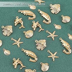 24Pcs 6 Styles 304 Stainless Steel Charms&nbsp;STAS-UN0023-11
