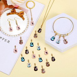 30Pcs 5 Colors Rack Plating Golden Tone Alloy Pendants&nbsp;ENAM-SZ0004-06